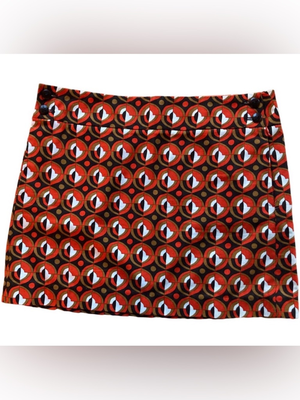 J. Crew 60's Mod Sailor Button Flat Front Multicolored Side Zip Mini Skirt